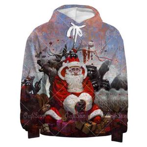 Felpa con cappuccio con motivo albero di Natale felice Uomo Donna Felpa allentata oversize stampata in 3D Giacca pullover con cappuccio Street Hip Hop Rock H1206