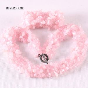 Örhängen Halsband 4-8mm Chip Beads Natural Stone Pink Quartz Crystal Armband Smycken Set för Kvinnor Present