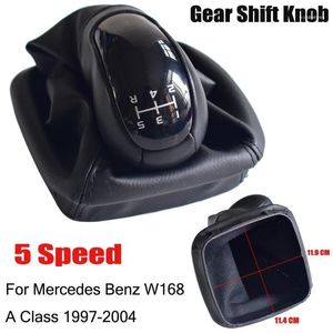 Skift Knob Car Gear Spak Shifter med läder Gaiter Boot för W168 A Class 1997-2004 Manual 5 Speed ​​Styling1