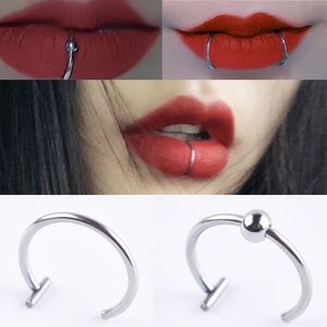 Damskie Lips S Medical Titanium Steel Nose przegroda na ustach Ring Fake Piercing Ciało Clip Hoop
