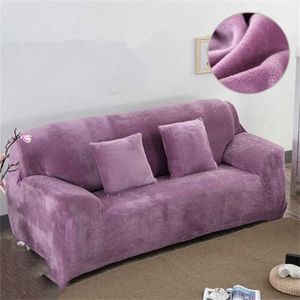 Tjockat plysch soffa för vardagsrum Universal tvättbara möbler Anti-Dust Elastic Stretch Slipcover 1/2/3/4 Seits 211116