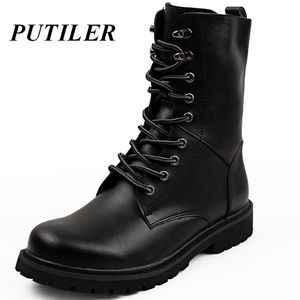 Military Tactical Ankle Boots Men Outdoor Leather Winter Fur Warm Man Us Army Hunting For Shoes Casual Black Bot 210902