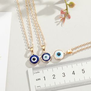 Alloy Turkish Crystal Magic Eye Pendant Necklace 50CM O Chain Fashion Plated Women Men Wedding Day Jewelry Gift