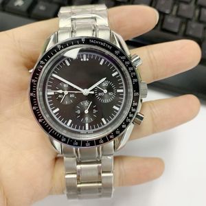 Wholesale moon face watches resale online - Dropship mm Automatic Watches Black Face Full Stainless Steel Men s Moon Wristwatch Professional Speed Male Watch