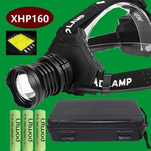Headlamps XHP199 Most Powerful Led Headlamp XHP160 High Power Headlight 18650 Light Rechargeable Head Zoom Usb Lamp