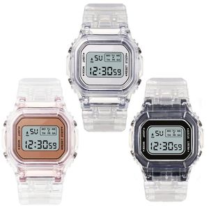 손목 시계 LED 디지털 시계 광장 여성 시계 PCV / F91W 스틸 스트랩 빈티지 스포츠 군사 전자 손목 밴드 시계