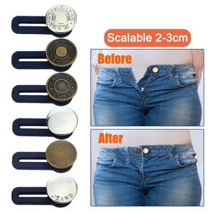 Adjustable metal stud Button Extender for Pants and Jeans - Free Sewing, Retractable Waistband Expander