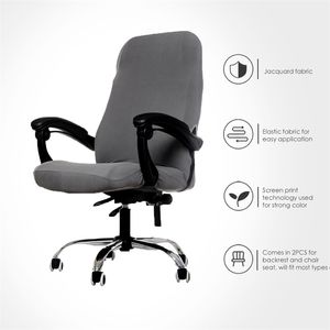 Computer Chair Cover Spandex for Study Office Slipcover Elastic Grey Black Navy Red Armchair Seat Case 1 PC 211105