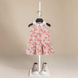 Nuovi 1-5 anni Neonate Abiti senza maniche con stampa di fiori Abiti per bambini Vestito da principessa estivo per bambini Vestito da spettacolo per feste da ballo Q0716