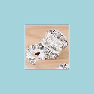 Perline di cristallo allentate gioielli 200 pz/lotto argento placcato strass distanziatori rotondi 10 mm 8 mm 12 mm consegna di goccia 2021 1 rmzn
