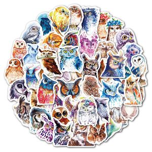 50pcs/Set Watercolour Owl Stickers Cartoon Cute Animal DIY Graffiti Decals For Motorcycle Car Luggage iPad Phone Scooter Skateboard Notebook Toys Gift Sticker