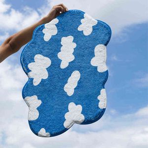 Soft Cloud Bathmat Grids Egg Rug Bath Tub Side Carpet Function Bathroom Floor Mat Anti Slip Foot Pad Aesthetic Home Decor 211109