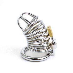 NXY Cockrings Male Chastity Cage Devices Stainless Steel Cock Belt Bird Metal Lock Restraint Ring Sex Toy For Men 1124