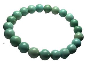 Raw ore enamel grade turquoise Jewelry round bead bracelet strands diameter 9mm overall smooth Weight 19 grams Pan play transparent oil green