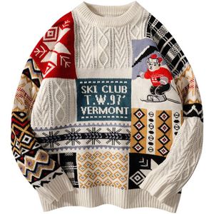 Kvinnors Tröjor År Stickad Tröja 2021 Japansk stil Vintage Harajuku Pullover Stick Vinter Män Lösa högkvalitativa överdimensionerade toppar