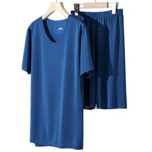 Mens listrado Sleepwear Conjuntos Fino Respirável Rápido Pijama Dry Pijamas de Manga Curta 2 Pcs O-pescoço Camiseta Casual Verão Tops Homens 210524