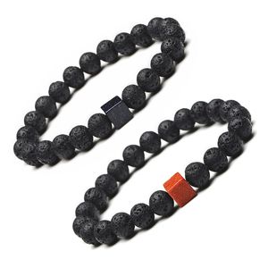 8mm Natural Lava Rock Beaded Strands Charm Armband Handgjorda Energi Stone Smycken För Kvinnor Män