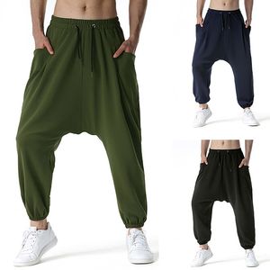 Solidne spodnie męskie casual długie worki harem spodnie męskie oddychające Harajuku Streetwear Oversize Spodnie Duże kieszonkowe spodnie dresowe 210524