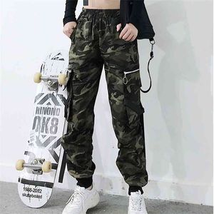 Frühling Military Cargo Hosen Frauen Camouflage Streetwear Casual Hosen Männer Hip Pop Hohe Taille Jogginghose Harajuku Lose Jogger 210915