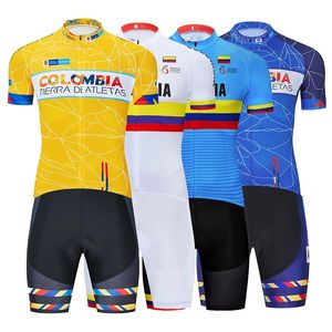 2024 콜롬비아 사이클링 팀 저지 자전거 반바지 턱받이 세트 로파 시클리 미스 모 남성 MTB 셔츠 여름 프로 자전거 maillot 바닥 의류