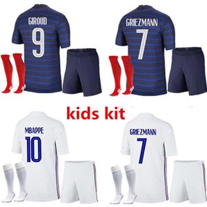 2021 Kids Kit Frankrijk Home Soccer Jersey Away Mbappe Griezmann Kante Pogba Maillots De Football Maillot Equipe French Socks Jerseys