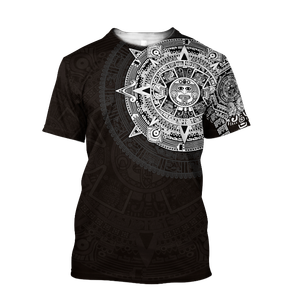 Camisetas Masculinas Aztec Mexico Tattoo 3D Estampadas em Todo o Estilo Gótico Streetwear Camiseta Grande 5XL 6XL Roupas de Menino dos Anos 90