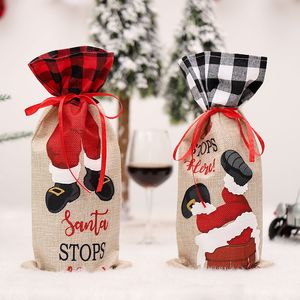 Copri bottiglia di vino con champagne di Natale Sacchetti regalo di Babbo Natale Decorazione di Natale Capodanno Ornamenti per la tavola w-00964