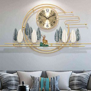 Relógio de Parede de Arte de Luxo Grande Ferro Criativo Estilo Chinês Personalidade Digital Relógio de Parede Sala de estar Reloj Pared Home Decor DG50WC H1230