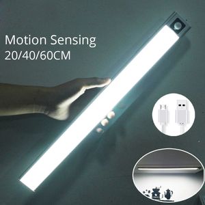 Ultra Cienki 20/40 / 60 cm LED Light Rechargeable PIR Sensor Motion Sensor Closet Wardrobe Lampa pod aluminiowymi lampami nocnymi