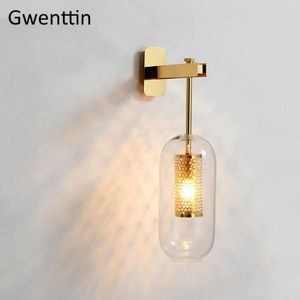 Стекло -золотые настенные светодиоды для домашнего лофта спальня декор для ванной комнаты лампы зеркальные светильники на открытом воздухе