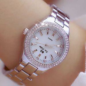 Relógios de pulso de senhoras Elegante Dres Luxo Marca Relógio de Prata Quartz Feminino Pulseira Feminino Mulheres WristWatch 210616