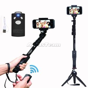 1288 Bluetooth Extendable Selfie Stick Handheld Tripod + Titular do Telefone + Obturador Bluetooth para câmera Novo