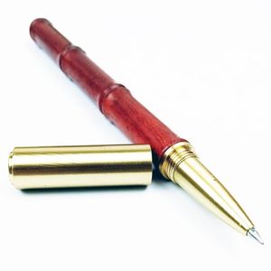 Красная сандаловое дерево медно-подписи ручка нейтральные ручки шариковые с бесплатной подарочной сумкой сумки