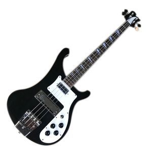 Outlet di fabbrica-4 corde Black Electric Bass Chitarra con rilegatura bianca, tastiera in palissandro