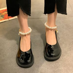 Весна осень женская платформа Mary Janes Shoes Peags Bandkle ремешок кожаные туфли круглые носки лолита обувь черный Оксфорд 9228N