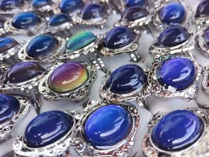 mood ring large oval crystal color change to the temperature adjustable size