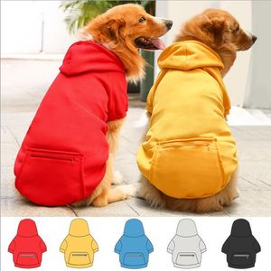 Vestiti per animali domestici Inverno Caldo Felpa con cappuccio per cani di grossa taglia con tasca con cerniera Cucciolo Tinta unita Giacca per cani Forniture XS-5XL 5 colori BT6750