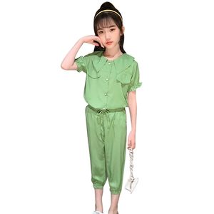 Abbigliamento per bambini Tinta unita Abiti estivi per ragazze Tshirt + Short 2PCS Costumi per bambini in stile casual 210527