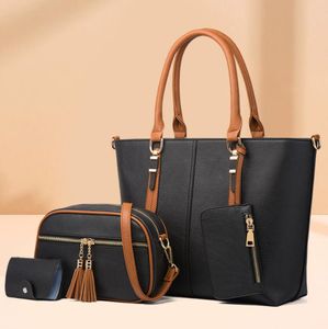 Fashion Womens Totes Väskor Trendiga Handväska Enkel Stil Stitching Design Tassel Dekoration Lady Bag Pu Stor-kapacitet Lady Shoulder