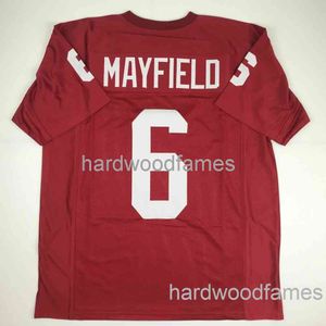 CUSTOM BAKER MAYFIELD Maglia da calcio cucita college rosso AGGIUNGI QUALSIASI NUMERO DI NOME