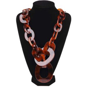 Grandes Collares De Acrílico al por mayor-Bojiu moda larga gran cadena para las mujeres Boho Brown Tortuga acrílico collares Accesorios de joyería femenina NK1006