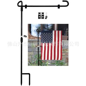 Garden Flag Stand Flagpole Black Flag Pole Garden Metal Stand Flagpoles Flaggor Banner Hållare Utomhus Yard Dekorationer 2853 Q2