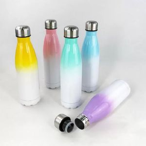 DIY Sublimation 17oz Cola Bottle with Gradient Color 500ml Stainless Steel Cola Shaped Water Bottles Double Walled Insulated Flasks Xu