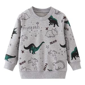 Jumping Meters Dragon Boys Sweatshirts Cotton Baby Clothes for Autumn Winter Kids Tops Cartoon Animals Printed Girls Shirts 210529