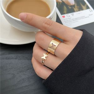 Ins Trendy Goud Zilver Butterfly Ringen Voor Vrouwen Mannen Liefhebbers Paar Ringen Set Vriendschap Engagement Bruiloft Open Ringen Sieraden