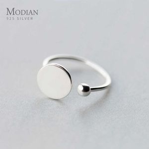 Geometrisk skivlampa pärlor Ring för kvinnor Klassisk 925 Sterling Silver Fashion Simple Gratis Storlek Fine Smycken Gift 210707