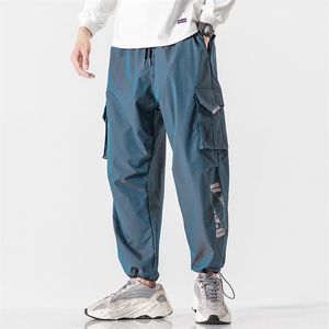 Moda de primavera Streetwear Mens Juntos Baggy Sweatpants Ankle-Comprimento Hip Hop Casual Harem Calças 210715