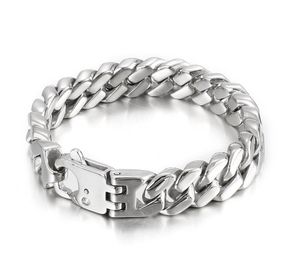 72g 13mm 8.26 '' Silver Rostfritt stål Kubansk Curb Chain Link Armband Bagnle för Kvinnor Mens Gifts Strong Smycken