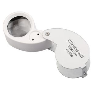 40x 25mm illuminated Loupe LED Light Microscope Jewelry Loupes Magnifier Magnification Mini Magnifying Glass Jeweller Microscopes SN3074