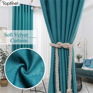 Super Soft Velvet Blackout Curtain For Living Room Bedroom Kitchen Fabric For Window Treatments Curtain Drape Home Decor Teal 210712